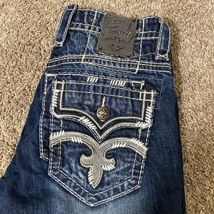 Men’s jeans, rock revival, 33 waist, slim, boot cut